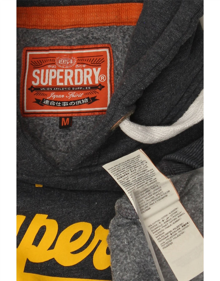 Pulover cu glugă grafic Superdry pentru bărbați, bumbac, gri mediu