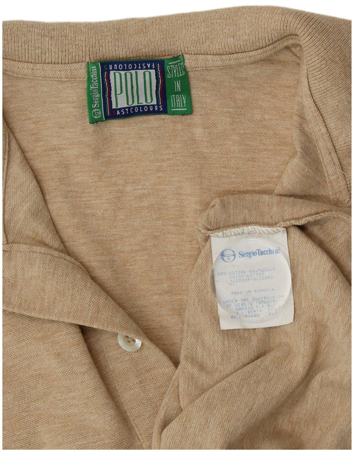 Cămașă polo Sergio Tacchini pentru bărbați, bumbac cu pete, bej mediu