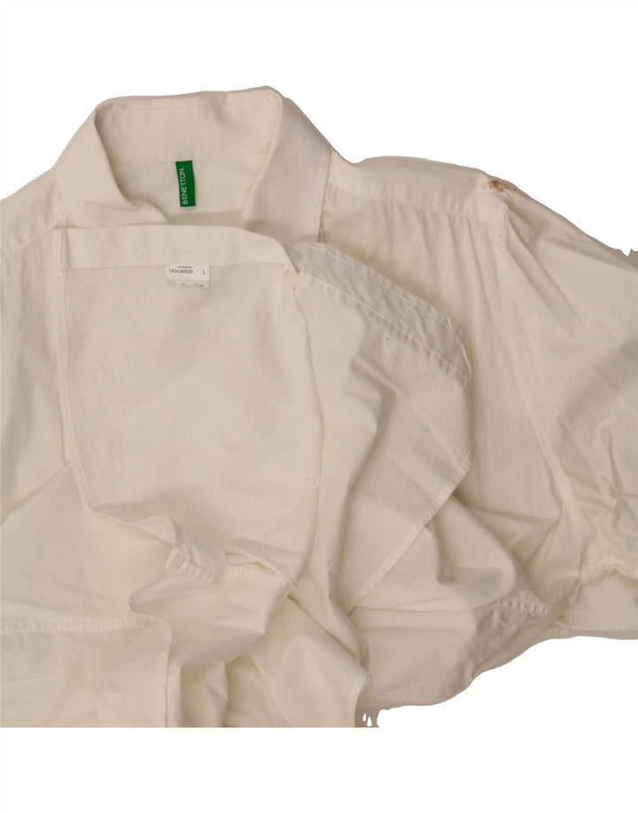BENETTON Mens Shirt Large White Vintage Benetton and Second-Hand Benetton from Messina Hembry 