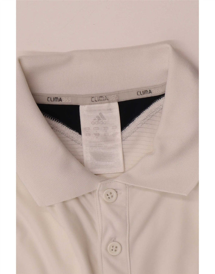 Tricou polo Adidas Clima 365 pentru bărbați, mediu alb, poliester color bloc