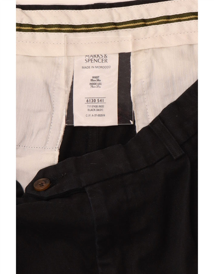 Pantaloni de costum pentru bărbați Marks & Spencer L34 L31, bumbac negru