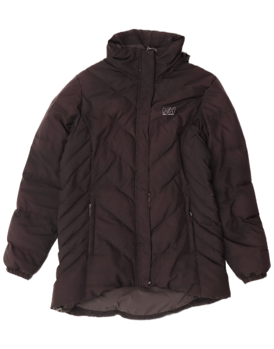 HELLY HANSEN Womens Hooded Padded Jacket UK 14 Medium Black Polyester