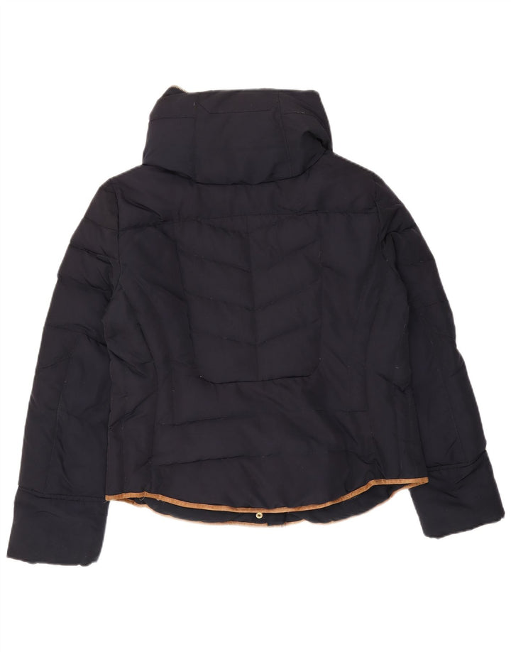 Jachetă căptușită cu glugă pentru femei Zara UK 18 XL Bleumarin Poliester