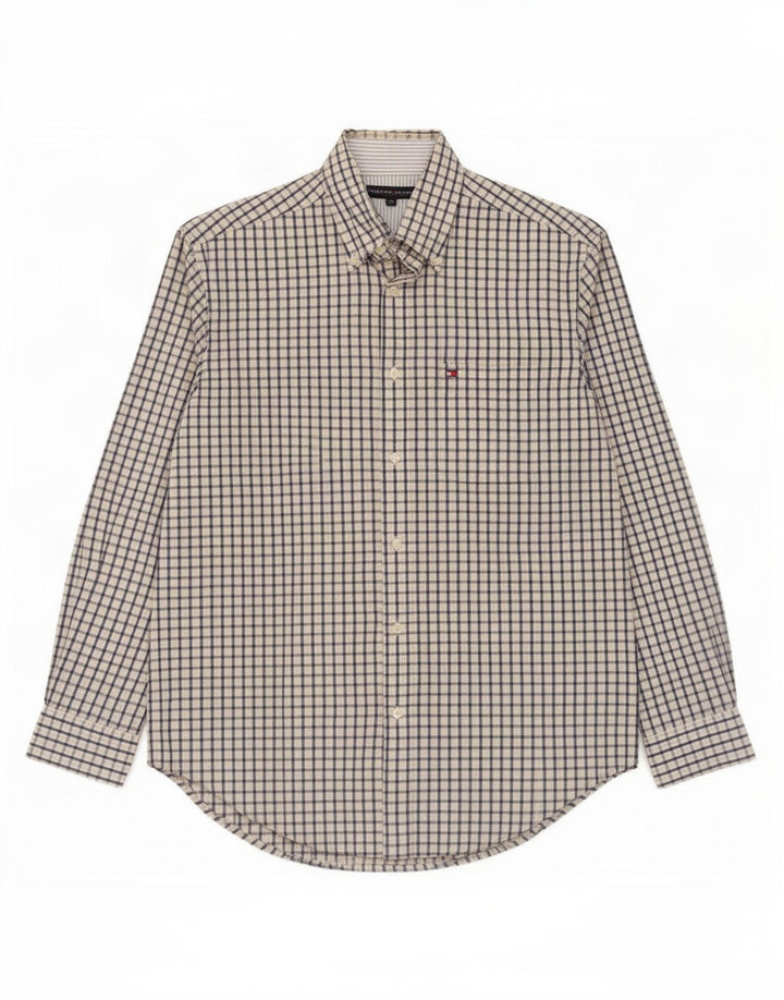 Cămașă pentru bărbați Tommy Hilfiger, bumbac vichy, bej mediu