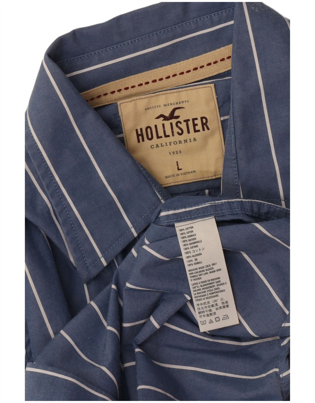Cămașă Hollister pentru bărbați, bumbac cu dungi mari, albastre