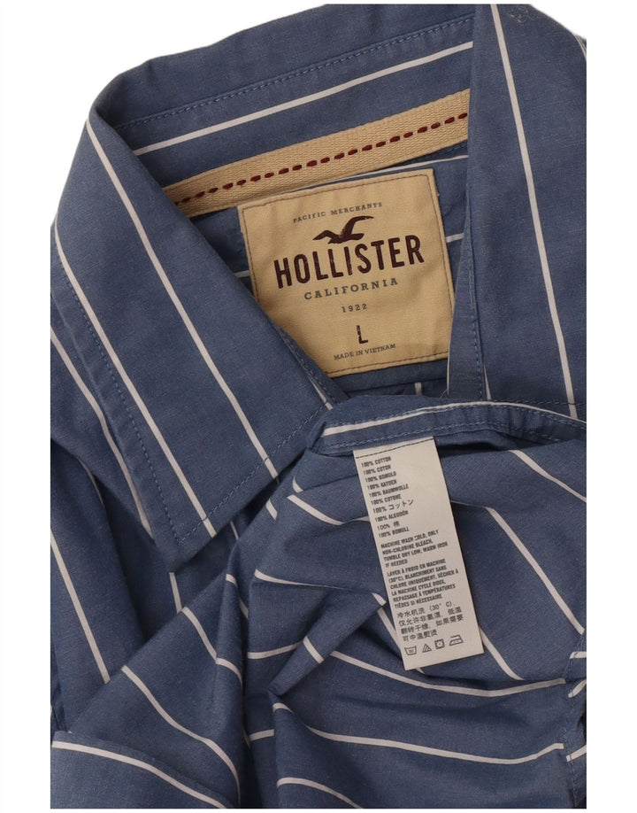 Cămașă Hollister pentru bărbați, bumbac cu dungi mari, albastre