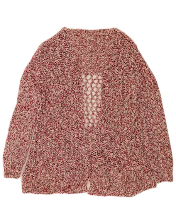 Zara Womens Loose Fit Open Cardigan Sweater UK 14 Medium Pink Flecked