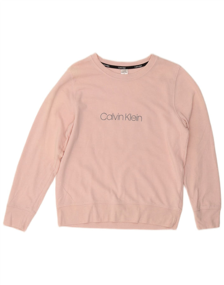 CALVIN KLEIN Pulover cu grafic pentru femei UK 14 Bumbac roz mediu