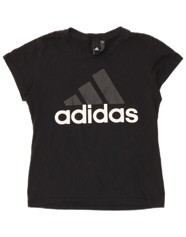 ADIDAS Womens Graphic T-Shirt Top UK 8/10 Small Black Cotton