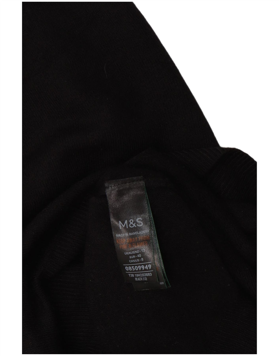 Pulover pentru femei Marks & Spencer cu decolteu triplu UK 12 Medium Negru Acrilic