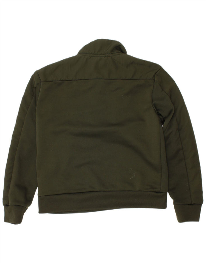 Pulover pentru băieți Adidas, cu grafic, cu fermoar, cu gât, 7-8 ani, poliester verde