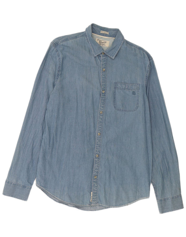 Penguin Mens Heritage Slim Fit Denim Shirt Large Blue Cotton