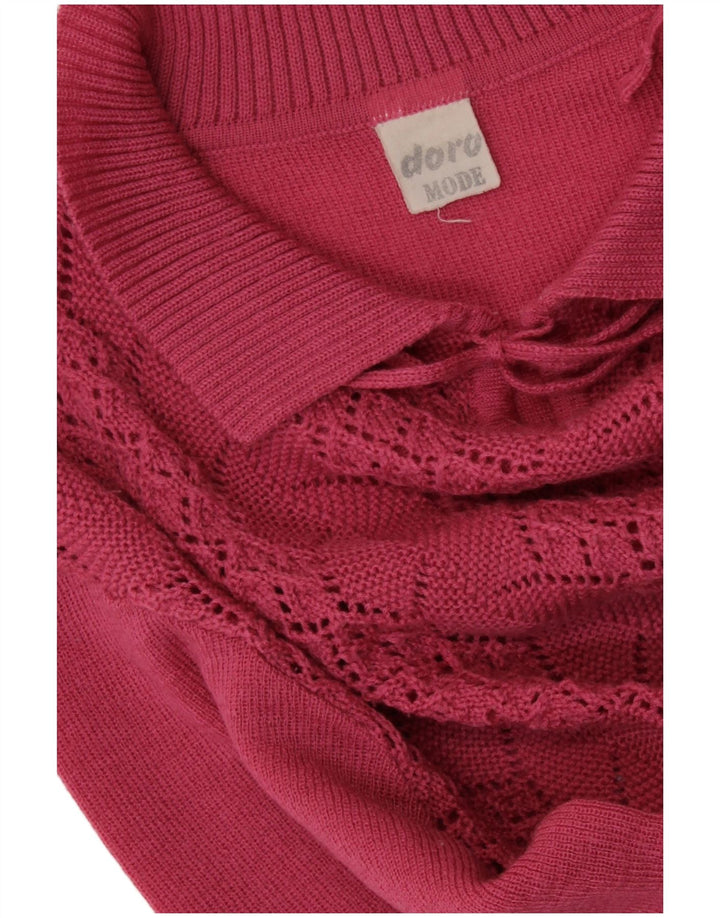 VINTAGE Pulover crop pentru femei cu gât polo, UK 16, mare, roz