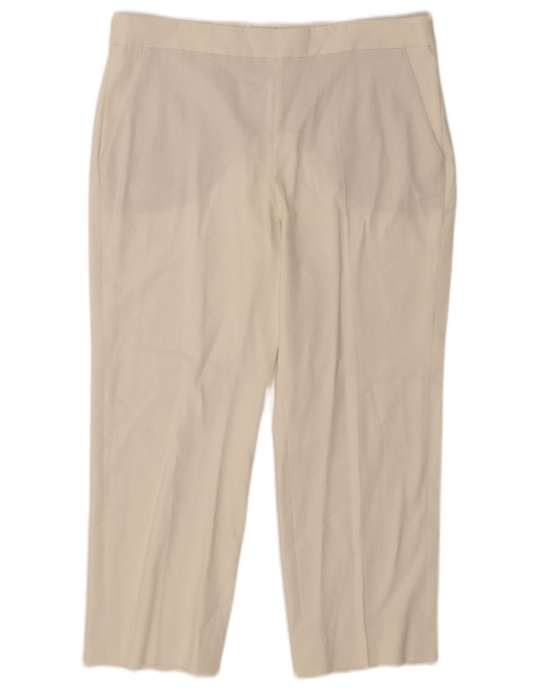Pantaloni capri Massimo Dutti pentru femei EU 42 Large W32 L23 White Viscose