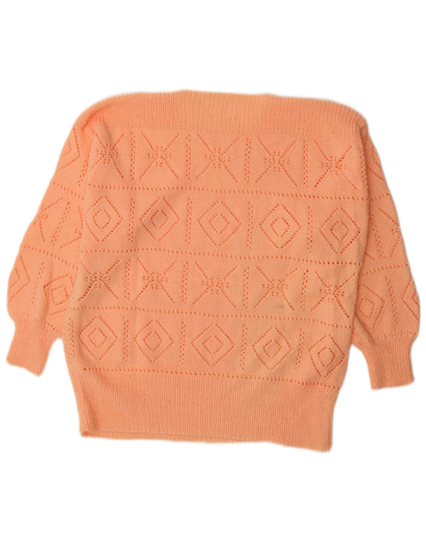 Pulover vintage pentru femei cu gât de barcă UK 16 mare portocaliu