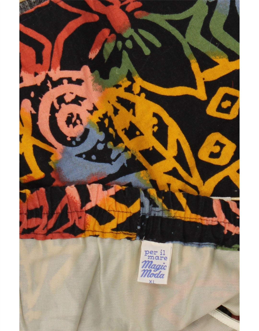 Pantaloni scurți de înot VINTAGE pentru bărbați XL, bumbac floral negru