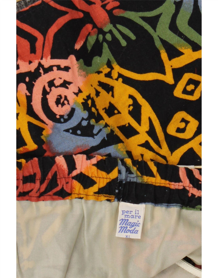 Pantaloni scurți de înot VINTAGE pentru bărbați XL, bumbac floral negru