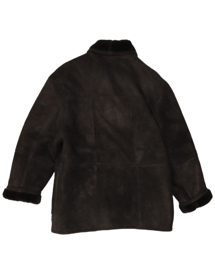 Jachetă vintage pentru bărbați din shearling IT 54 2XL negru din shearling
