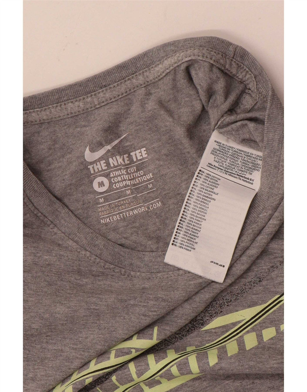 Tricou grafic Nike pentru bărbați Top din bumbac gri mediu