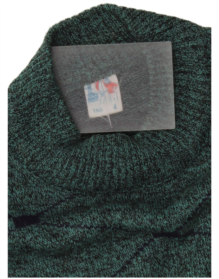 Pulover vintage pentru bărbați cu gât țestoasă, lână argyle/diamond verde mediu