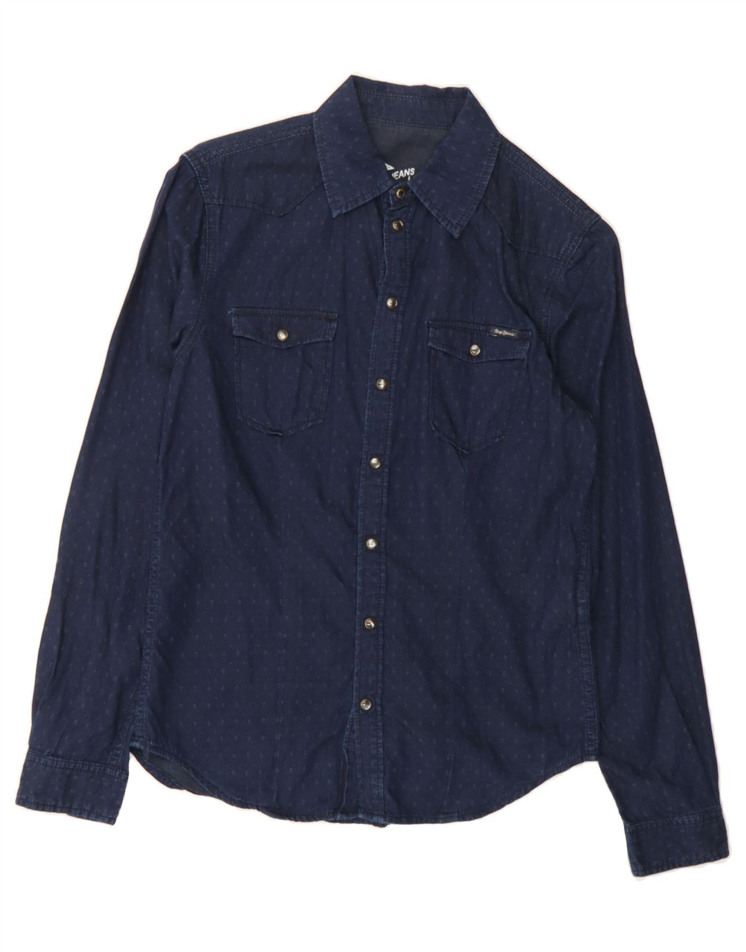PEPE JEANS Boys Shirt 13-14 Years Medium Navy Blue Spotted Cotton Vintage PEPE Jeans and Second-Hand PEPE Jeans from Messina Hembry 