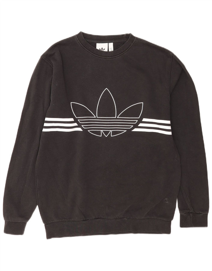 Hanorac grafic pentru bărbați Adidas Jumper mediu din bumbac negru