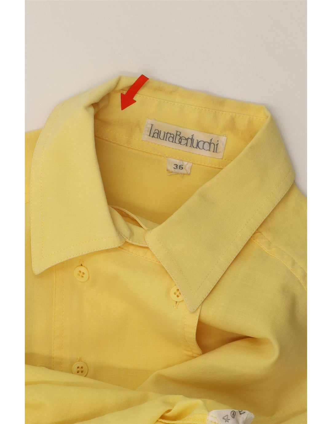 VINTAGE Womens Oversized Shirt EU 36 Small Yellow Cotton Vintage Vintage and Second-Hand Vintage from Messina Hembry 