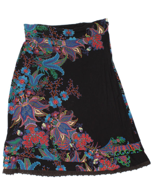 Fusta A-Line Desigual Womens Small W28 Black Floral