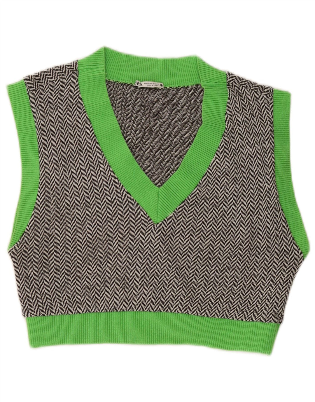 Crop top fără mâneci pentru femei Zara UK 12, bumbac color bloc, gri mediu