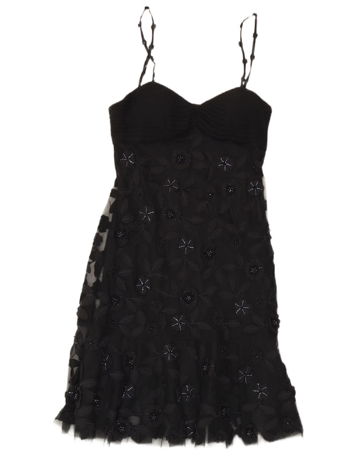 Rochie vintage pentru femei EU 38 Poliester Floral Negru Mediu