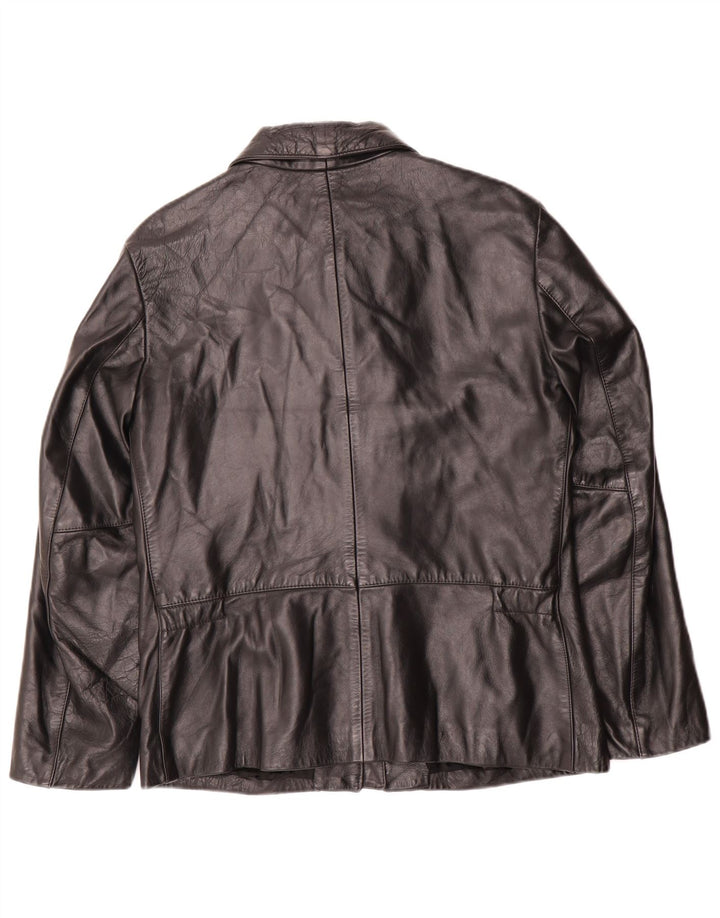 Geacă de piele Benetton pentru femei UK 14 Medium Black Leather