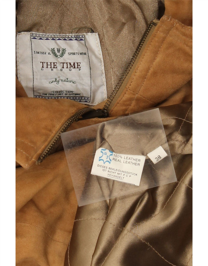 Pardesiu supradimensionat din piele intoarsa pentru femei Vintage EU 38 piele maro medie