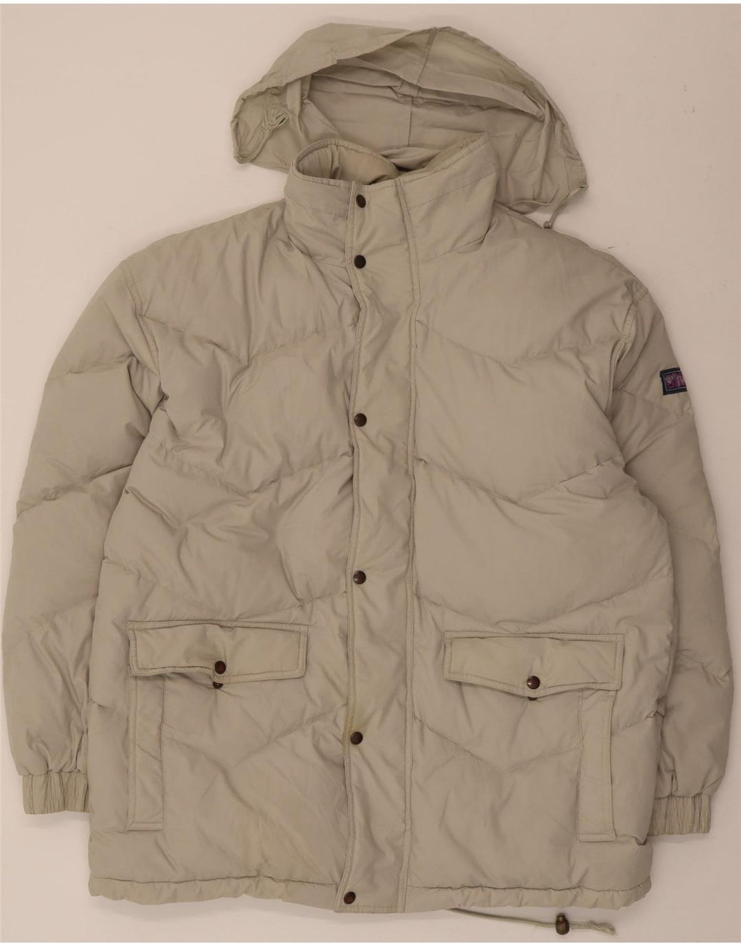 Jachetă căptușită cu glugă vintage pentru bărbați UK 42 XL poliester bej