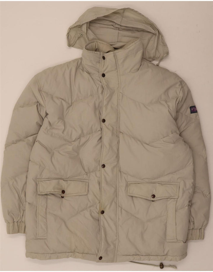 Jachetă căptușită cu glugă vintage pentru bărbați UK 42 XL poliester bej