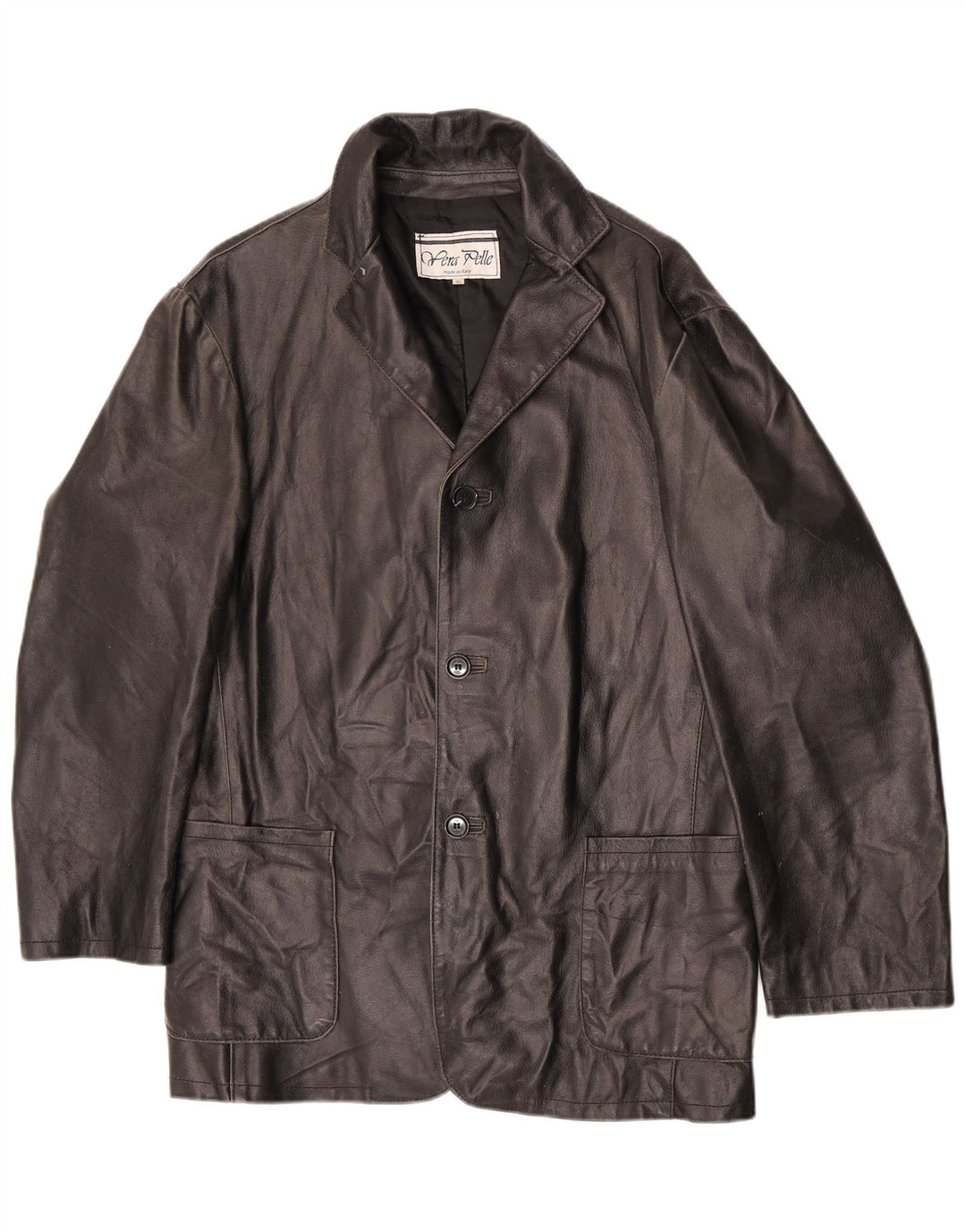 Jachetă de piele vintage pentru femei UK 18 XL din piele neagră