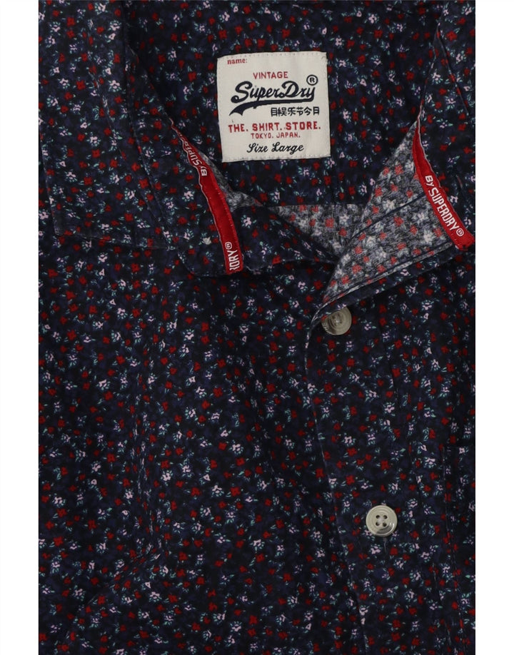 Cămașă pentru bărbați SUPERDRY, mare, albastru marin, floral