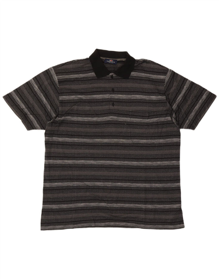 Tricou polo vintage pentru bărbați, bumbac cu dungi gri mari