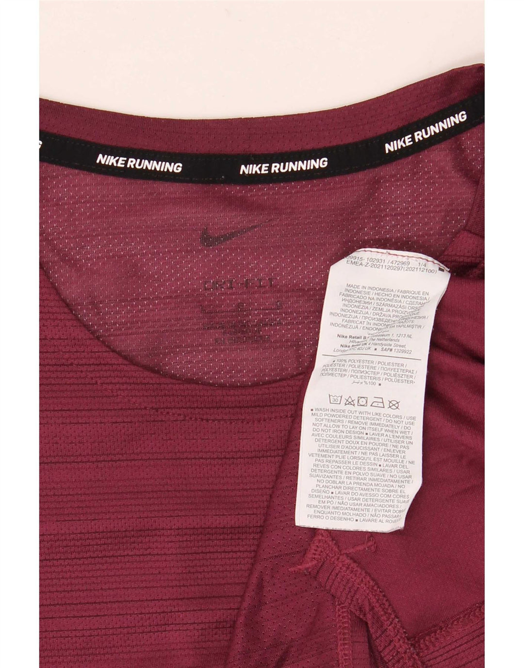 Tricou pentru bărbați Nike Dri Fit Top mare din poliester cu dungi bordeaux