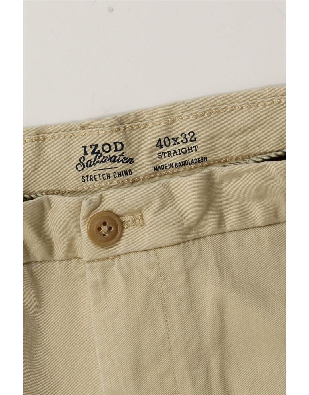IZOD Pantaloni chino drepți cu apă sărată pentru bărbați L40 L32 bumbac bej