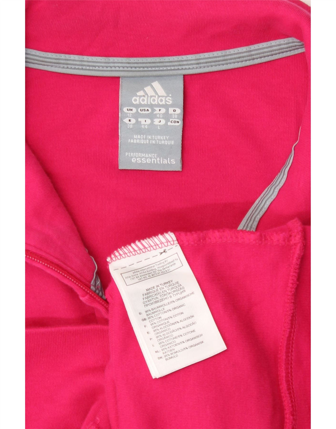 Jachetă de top pentru trening Adidas pentru femei UK 12, bumbac roz mediu