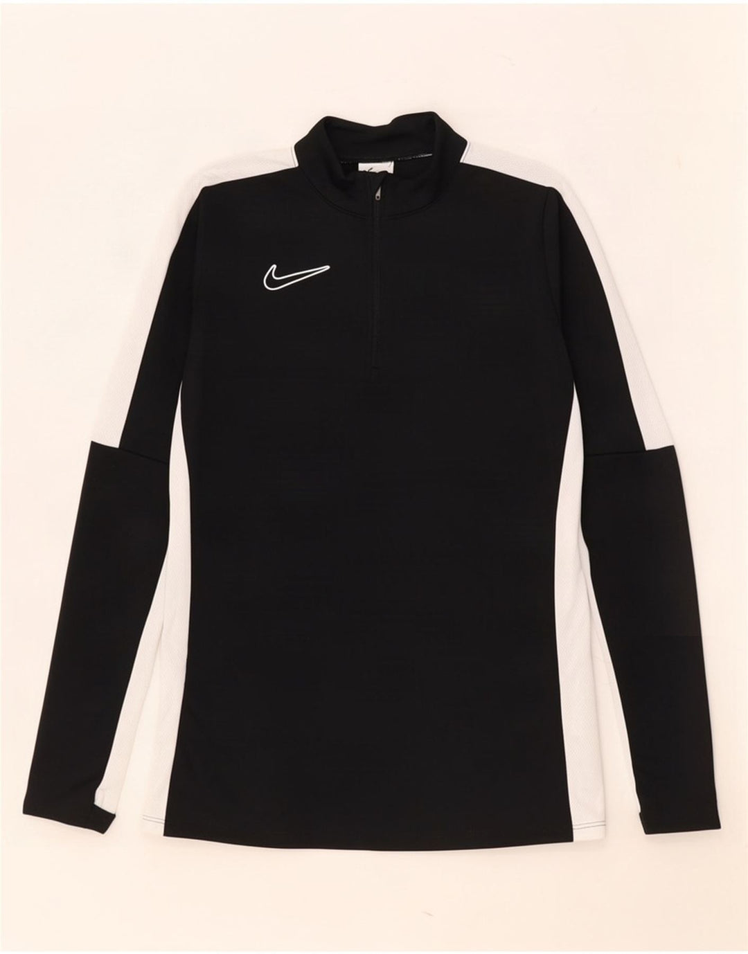 Top de trening pentru bărbați Dri Fit, cu fermoar și gât, pulover XS, negru, bloc de culoare