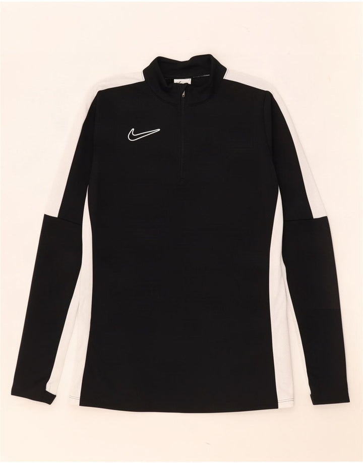 Top de trening pentru bărbați Dri Fit, cu fermoar și gât, pulover XS, negru, bloc de culoare