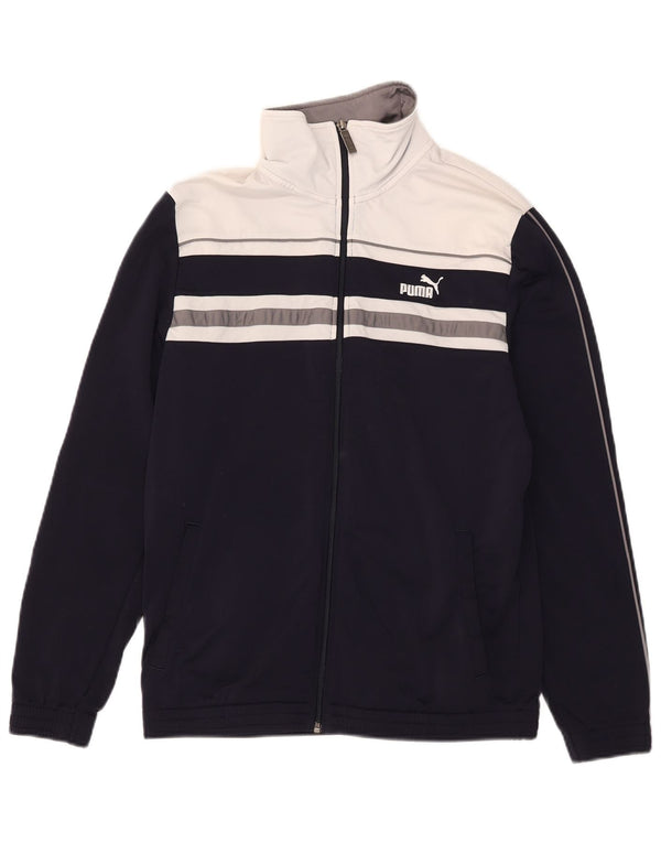Jachetă de trening Puma pentru bărbați, poliester color bloc, albastru marin mediu