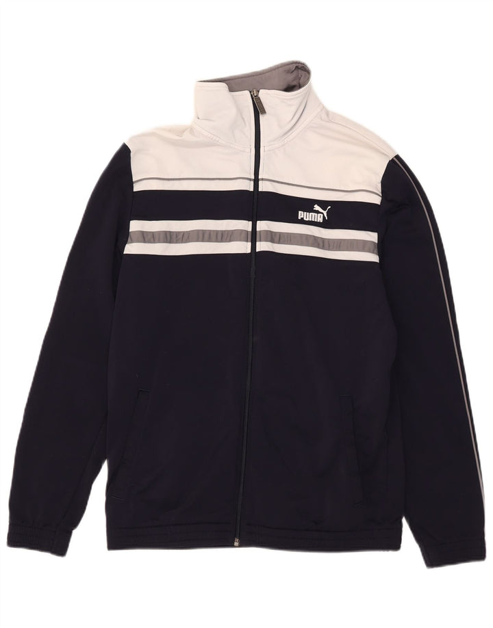 Jachetă de trening Puma pentru bărbați, poliester color bloc, albastru marin mediu