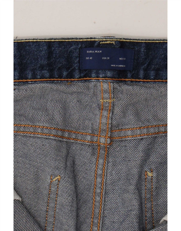 Blugi drepți pentru bărbați Zara EU 40 Medium W31 L30 Albastru
