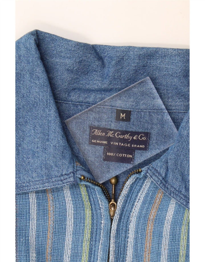 VINTAGE Cămașă cu mânecă scurtă pentru bărbați, cu mânecă scurtă, cu dungi albastre medii