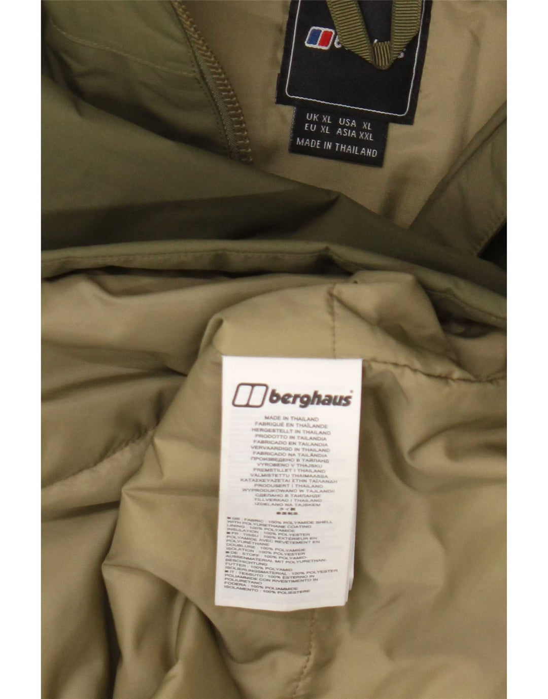 Jachetă de ploaie cu glugă pentru bărbați Berghaus UK 42 XL Kaki Poliamidă