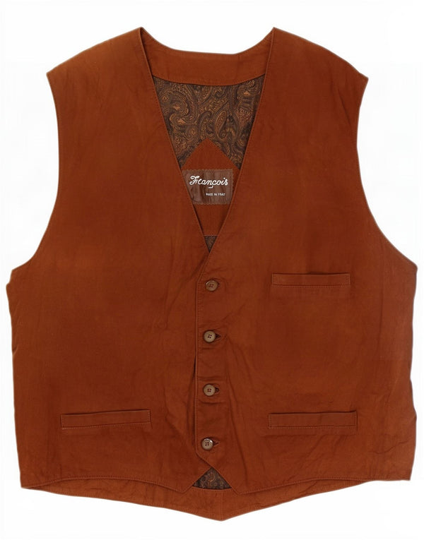 Vestă vintage bărbați din piele intoarsa XL maro