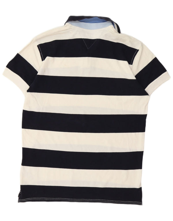 Cămașă polo Tommy Hilfiger pentru bărbați, bumbac cu dungi albastru bleumarin mediu