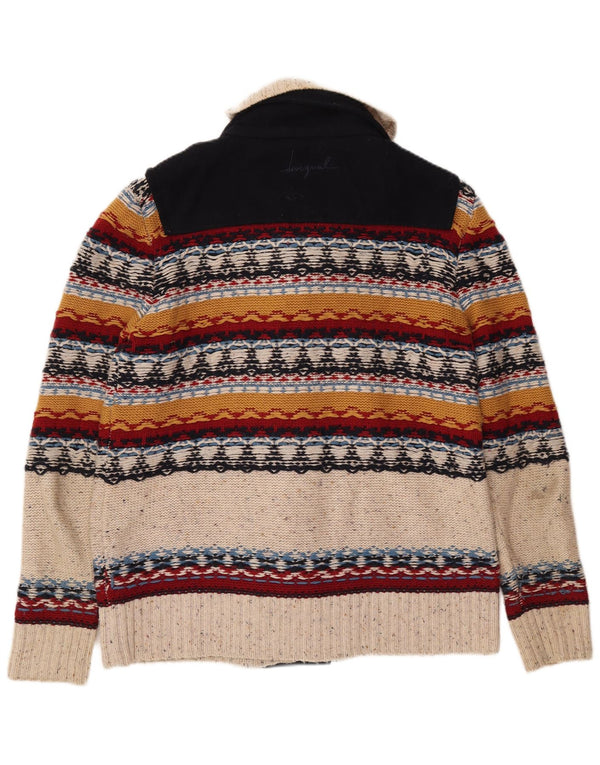 Pulover cardigan pentru femei DESIGUAL UK 20 2XL poliester cu dungi alb-negru